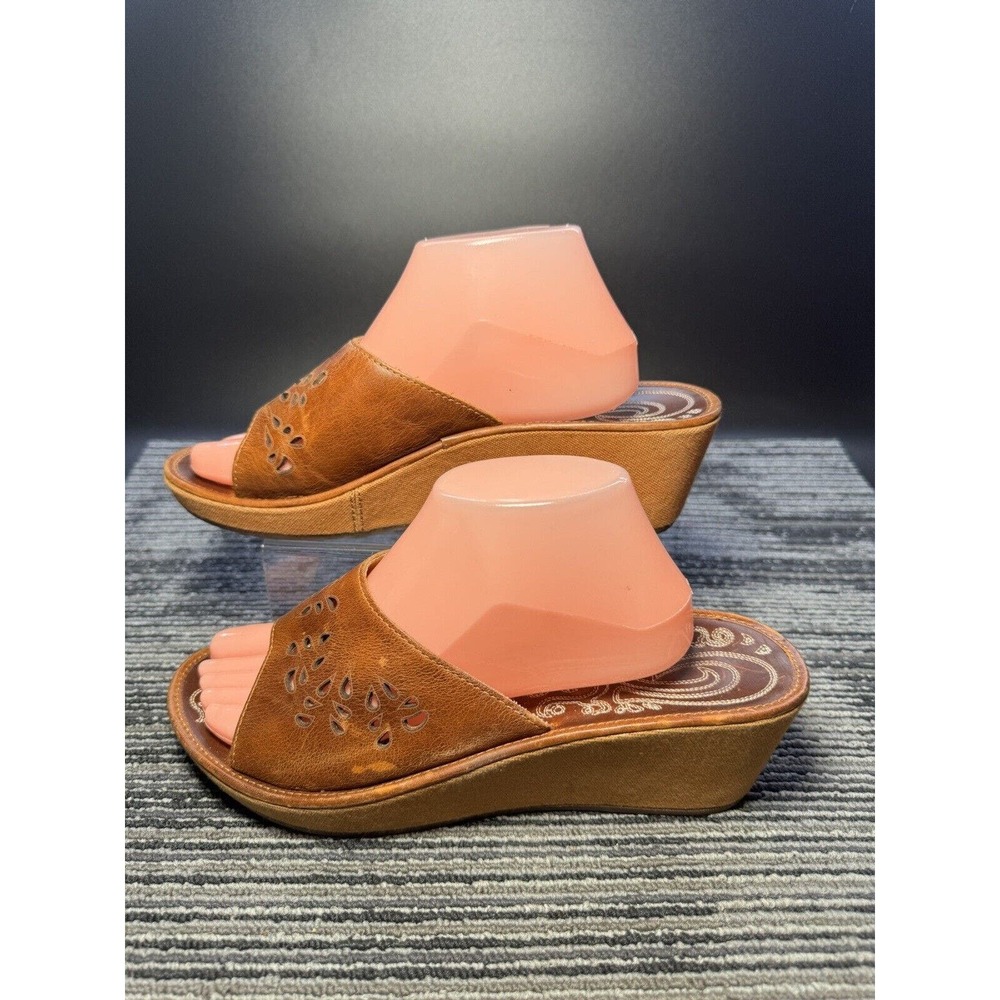 Olukai Noho Lio Women's Size 10 Brown Leather Wedge Sandal /#P/